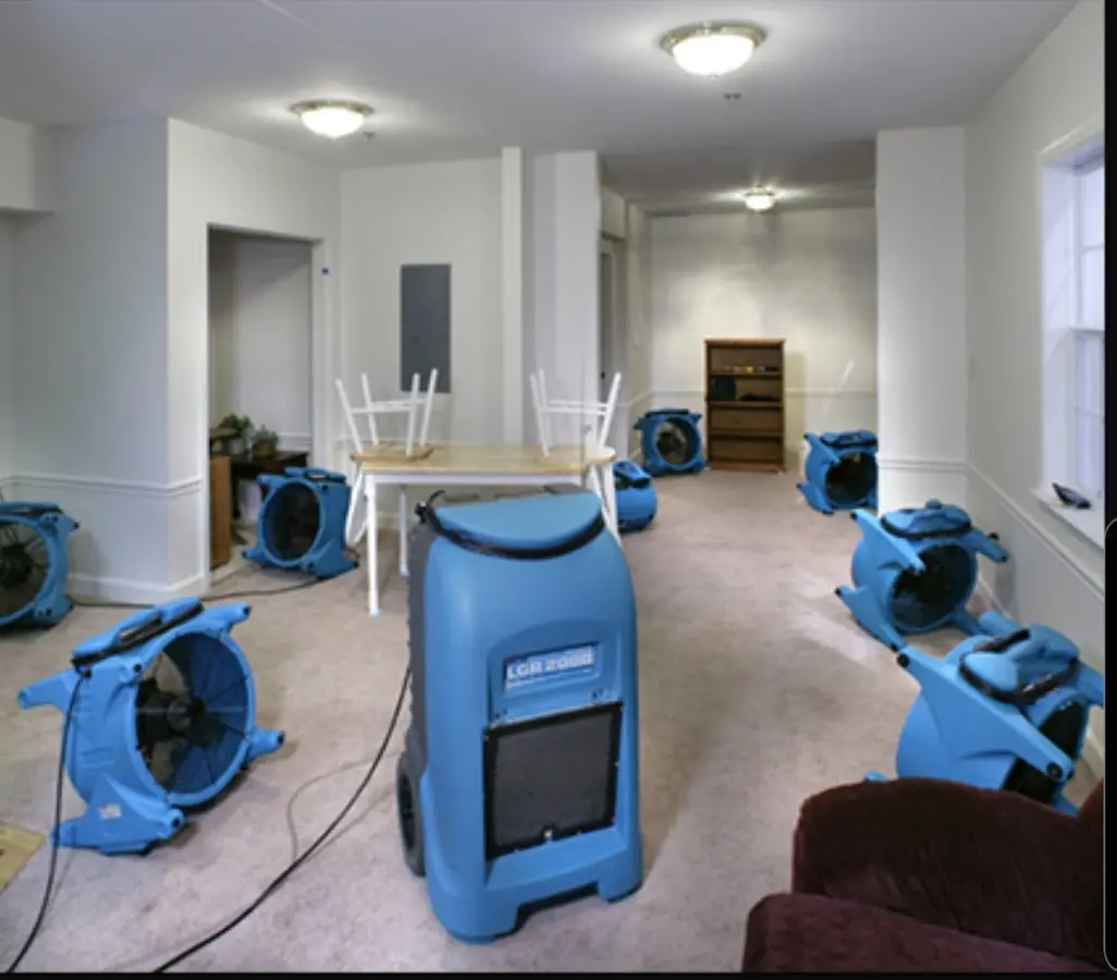 Air movers and dehumidifier setup for Water Damage Restoration in Sachse